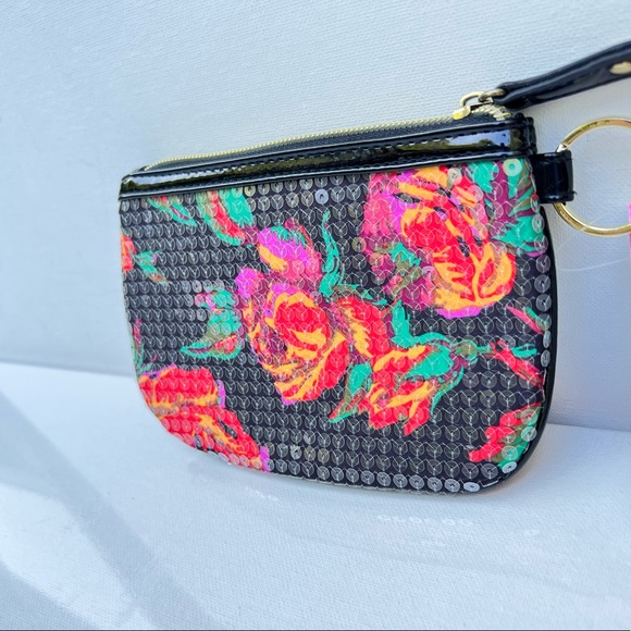 Betsey Johnson Rosey Black Red  Top Zip Coin Wallet Sequins BB11565 - Picture 11 of 12